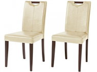 Danish Style Jídelní židle Curt (SET 2 ks), krémová / tmavé dřevo - Jídelní židle