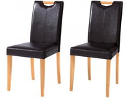 Danish Style Jídelní židle Curt (SET 2 ks), tmavě hnědá / přírodní dřevo - Jídelní židle