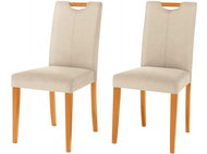 Danish Style Jídelní židle Curt (SET 2 ks), mikrovlákno, krémová / přírodní dřevo - Jídelní židle