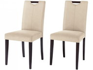 Danish Style Jídelní židle Curt (SET 2 ks), mikrovlákno, krémová / tmavé dřevo - Jídelní židle