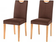 Danish Style Jídelní židle Curt (SET 2 ks), mikrovlákno, tmavě hnědá / přírodní dřevo - Jídelní židle