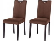 Danish Style Jídelní židle Curt (SET 2 ks), mikrovlákno, tmavě hnědá / tmavé dřevo - Jídelní židle