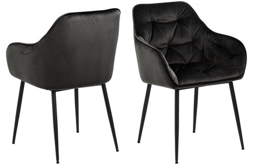 Design Scandinavia Jídelní židle Brooke (SET 2ks), samet, tmavě šedá - Jídelní židle - Main image