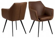 Design Scandinavia Jídelní židle Nora, syntetická kůže, hnědá - Jídelní židle