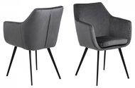 Design Scandinavia Jídelní židle Nora, samet, tmavě šedá - Jídelní židle