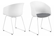 Design Scandinavia Jídelní židle Moon (SET 2ks), tkanina, bílá - Jídelní židle
