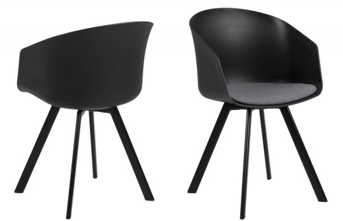 Design Scandinavia Jídelní židle Mona (SET 2ks), tkanina, černá - Jídelní židle - Main image