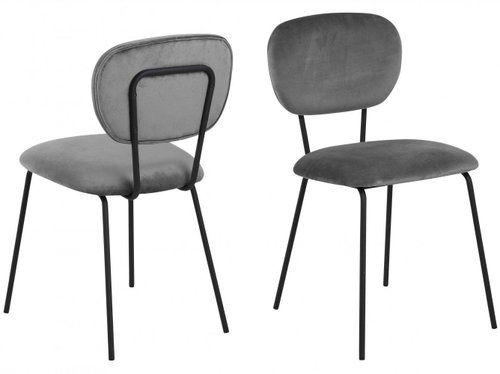 Design Scandinavia Jídelní židle Ariana (SET 2ks), samet, šedá - Jídelní židle - Main image