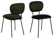 Design Scandinavia Jídelní židle  Ariana (SET 2ks), samet, tmavě zelená - Jídelní židle