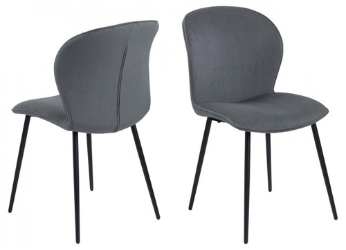Design Scandinavia Jídelní židle  Evelyn (SET 2ks), samet, šedá - Jídelní židle - Main image