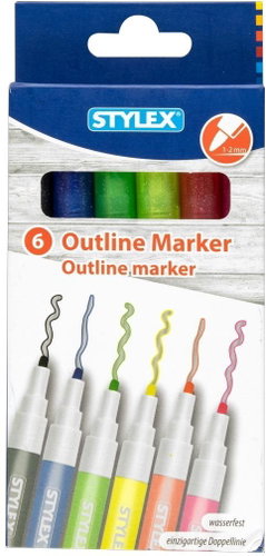 Stylex Outline marker, 6 colours - Felt Tip Pens - Main image