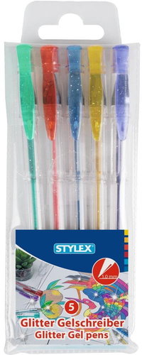 Stylex Glitter gel pens 1 mm, 5 colours - Gel Pen  - Main image