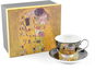 Home Elements Porcelánový šálek 250 ml, s podtáckem, Klimt, Polibek tmavý - Šálek