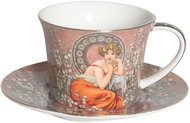 Home Elements Porcelain cup 350 ml with saucer, Mucha dark - Mug