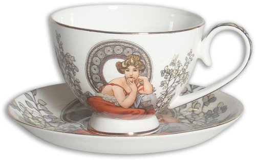 Home Elements Porcelain cup and saucer 250 ml, Mucha light - Cup - Main image