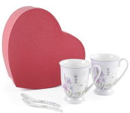 Home Elements Sada dvou porcelánových hrnků 280 ml se lžičkami, Levandule - Hrnek