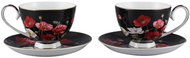 Home Elements Set dvou šálků s podšálky Máky černé - Set of Cups