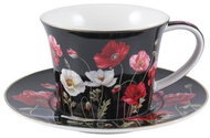 Home Elements Šálek 250 ml s podšálkem Máky černé - Cup