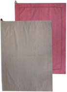 Home Elements Utěrka z recyklované bavlny, 2 ks, 50×70 cm, béžová + červená - Dish Cloths