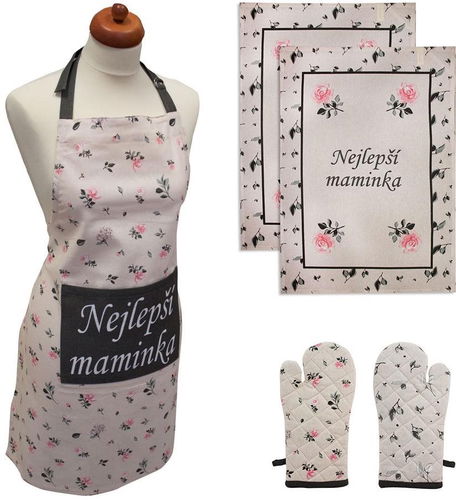 Home Elements Set Nejlepší maminka, zástěra, chňapka s magnetem, dvě utěrky - Zástěra - Hlavní obrázek