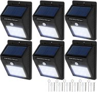 Tectake 6 Vonkajších nástenných svietidiel LED integrovaný solárny panel a detektor pohybu, čierna - Záhradné osvetlenie