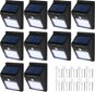 Tectake 10 Vonkajších nástenných svietidiel LED integrovaný solárny panel a detektor pohybu, čierna - Záhradné osvetlenie