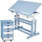 Tectake písací stôl rastúci s pojazdným kontajnérom modrý - Detský písací stôl