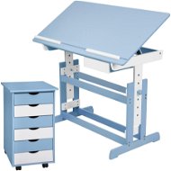 Tectake psací stůl rostoucí s pojízdným kontejnérem modrý - Dětský psací stůl