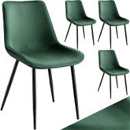 TecTake Sada 4 židlí Monroe v sametovém vzhledu - tmavě zelená - Jídelní židle