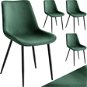 TecTake Súprava 4 stoličiek Monroe v zamatovom vzhľade – tmavo zelená - Jedálenská stolička