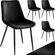TecTake Sada 4 židlí Monroe v sametovém vzhledu - černá - Jídelní židle