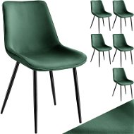 TecTake Súprava 6 ks stoličiek Monroe v zamatovom vzhľade – tmavo zelená - Jedálenská stolička
