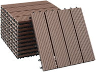 TECTAKE Set of terrace tiles Tegulus, brown, WPC wood look - 11 pcs - WPC Tiles