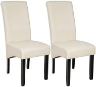 2× Jídelní židle ergonomická, masivní dřevo, krémová - Jídelní židle