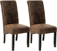 2× Jídelní židle ergonomická, masivní dřevo, vintage hnědá - Jídelní židle