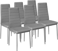 6× Jídelní židle, syntetická kůže, šedá - Jídelní židle