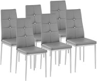 Jedálenská stolička 6× Jedálenská stolička, ozdobné kamienky, sivá - Jídelní židle