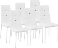 6× Jedálenská stolička, ozdobné kamienky, biela - Jedálenská stolička