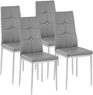 4× Jídelní židle, ozdobné kamínky, šedá - Jídelní židle