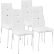 4× Jídelní židle, ozdobné kamínky, bílá - Jídelní židle