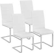 4× Jedálenská stolička, umelá koža, biela - Jedálenská stolička
