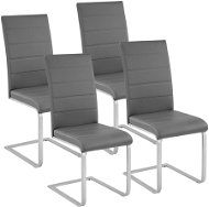 4× Jedálenská stolička, umelá koža, sivá - Jedálenská stolička