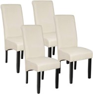 4× Jedálenská stolička ergonomická, masívne drevo, krémová - Jedálenská stolička