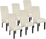 6× Jedálenská stolička ergonomická, masívne drevo, krémová - Jedálenská stolička