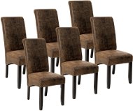 Jídelní židle 6× Jídelní židle ergonomické, masivní dřevo, vintage hnědá - Jídelní židle