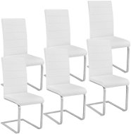 6× Jedálenská stolička, umelá koža, biela - Jedálenská stolička