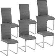 6× Jedálenská stolička, umelá koža, sivá - Jedálenská stolička