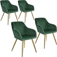 4× Židle Marilyn sametový vzhled zlatá, tmavě zelená/zlatá - Jídelní židle