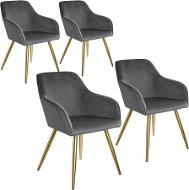 4× Židle Marilyn sametový vzhled zlatá, tmavě šedá/zlatá - Jídelní židle