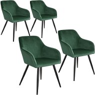 4× Židle Marilyn sametový vzhled černá, tmavě zelená/černá - Jídelní židle